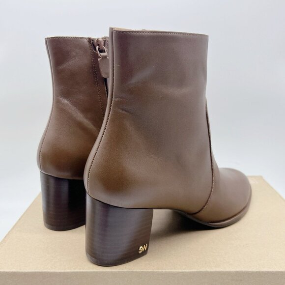 Stuart Weitzman Ryland 60 Zip Leather Ankle Heeled Boots Booties Brown US 9.5 - Picture 7 of 14